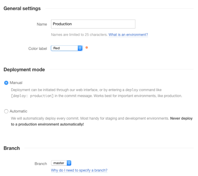 Settings for Laravel Deployment Tool