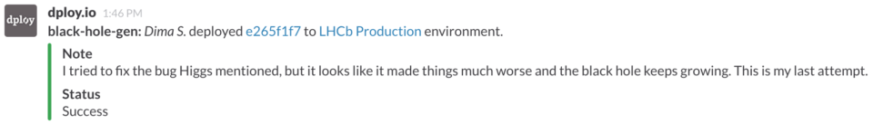 Successful deployment in Slack