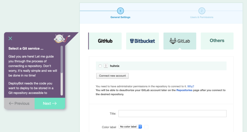 adding a GitLab respository in DeployBot