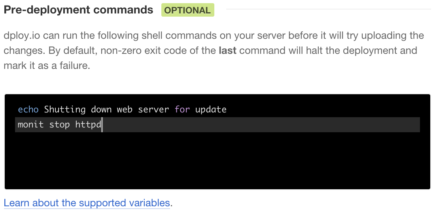 Specify pre-deployment commands